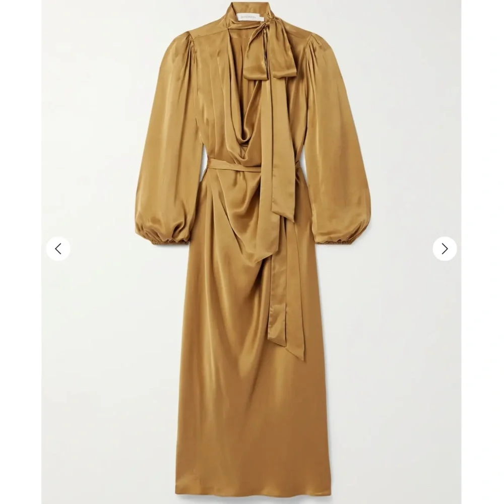 ZIMMERMANN Silk Billow Midi Dress - Gold - Picture 1 of 10